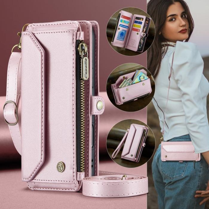 Caseme - CASEME iPhone Air Plånboksfodral Konstläder med Dragkedja - Rosa
