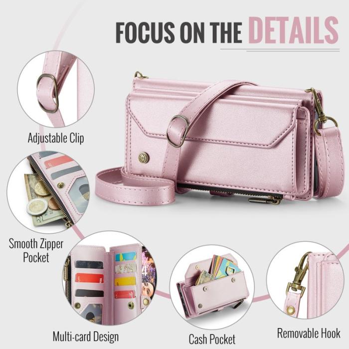 Caseme - CASEME iPhone Air Plånboksfodral Konstläder med Dragkedja - Rosa