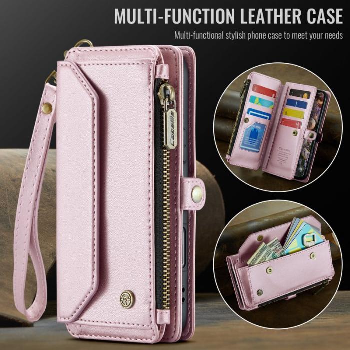 Caseme - CASEME iPhone Air Plånboksfodral Konstläder med Dragkedja - Rosa