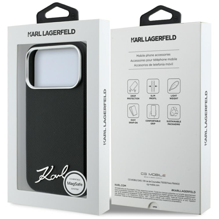 KARL LAGERFELD - Karl Lagerfeld Mobilskal För iPhone 18 Pro/17 Pro Magsafe Saffiano Small Script