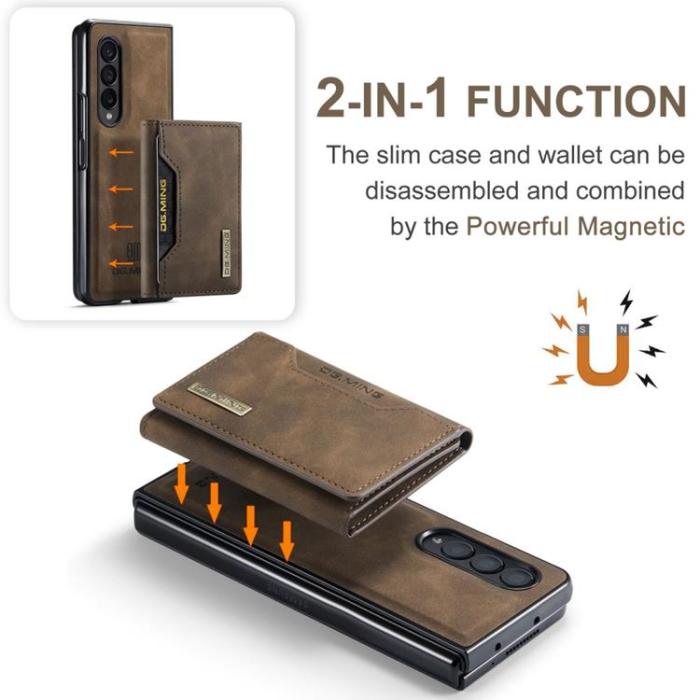 DG.MING - DG.MING Galaxy Z Fold 3 Plånboksfodral M2 Magnetic Kickstand - Coffee