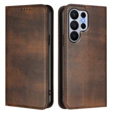OEM - Samsung Galaxy S26 Ultra Pl&aring;nboksfodral Konstl&auml;der RFID Skydd - Brun