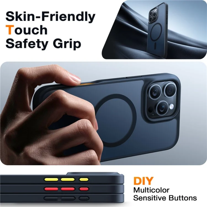 Torras - Torras iPhone 16 Pro Mobilskal Magsafe Skin-Touch Matte - Svart