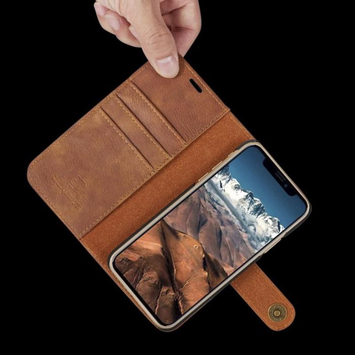 DG.MING - DG.MING iPhone X/XS Plånboksfodral Äkta läder - Chockresistent Brun