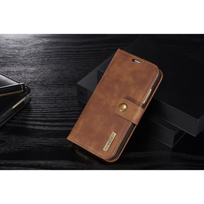DG.MING - DG.MING iPhone X/XS Plånboksfodral Äkta läder - Chockresistent Brun