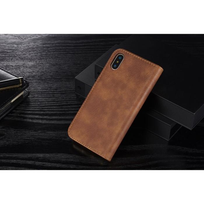 DG.MING - DG.MING iPhone X/XS Plånboksfodral Äkta läder - Chockresistent Brun