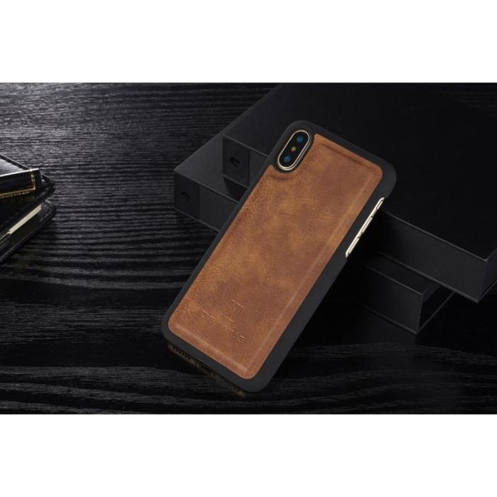 DG.MING - DG.MING iPhone X/XS Plånboksfodral Äkta läder - Chockresistent Brun