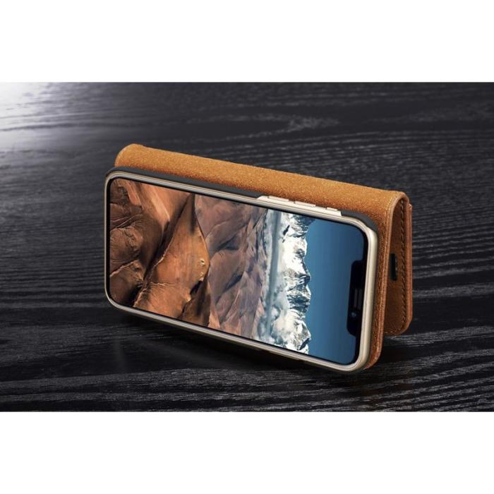 DG.MING - DG.MING iPhone X/XS Plånboksfodral Äkta läder - Chockresistent Brun