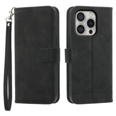 DIERFENG - DIERFENG DF-03 iPhone 16 Pro Pl&aring;nboksfodral Konstl&auml;der - Svart
