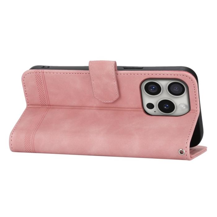 DIERFENG - DIERFENG DF-03 iPhone 16 Pro Plånboksfodral Konstläder - Rosa
