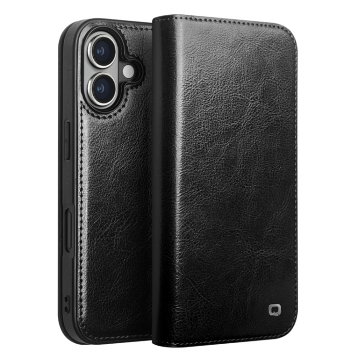 QIALINO - Qialino iPhone 16 Plånboksfodral Äkta Läder Korthållare