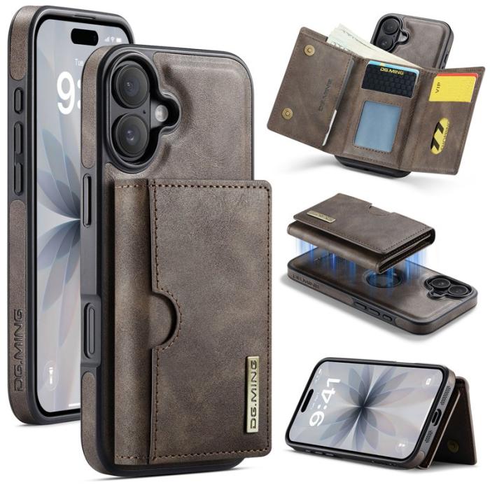DG.MING - DG.MING M6 Series Mobilskal till iPhone 17 Magnetiskt Plånboksfodral - Brun