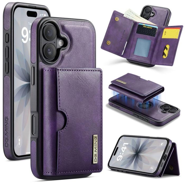 DG.MING - DG.MING M6 Series Mobilskal till iPhone 17 Magnetiskt Plånboksfodral Lila