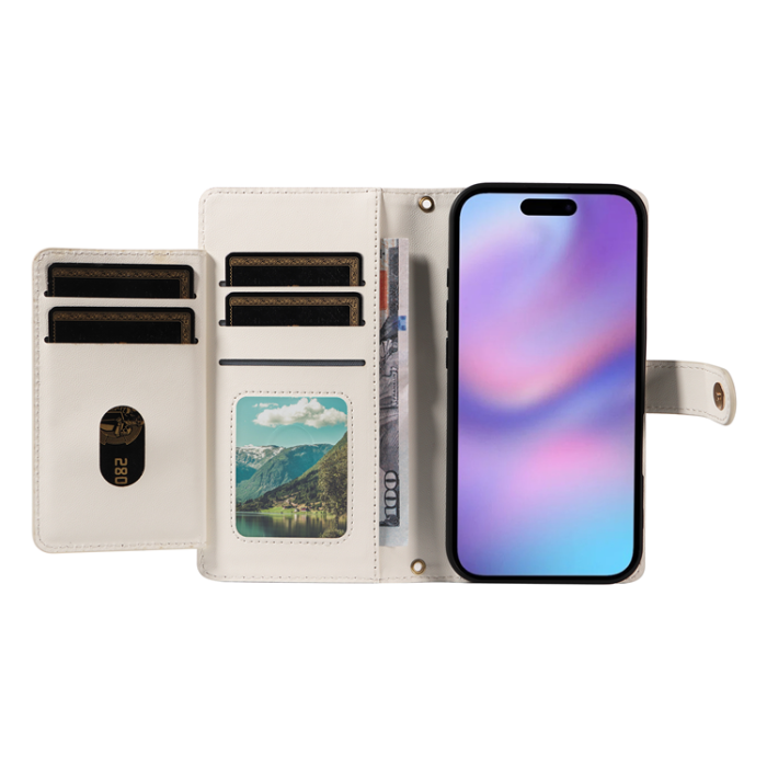 A-One Brand - iPhone 17 Plånboksfodral Rhombus Läder - Vit