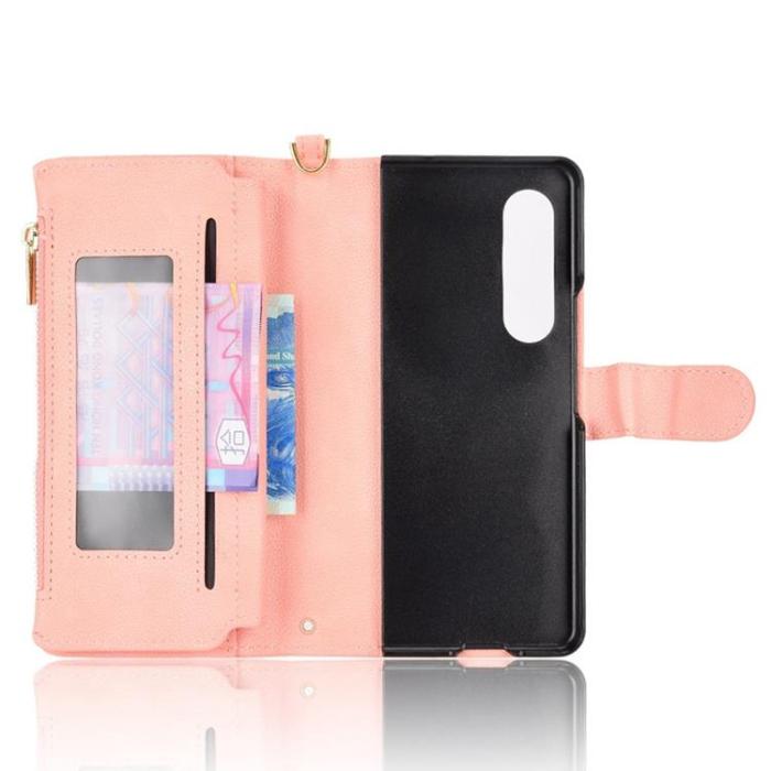 A-One Brand - Galaxy Z Fold 4 Plånboksfodral Zipper Magnetic - Rosa