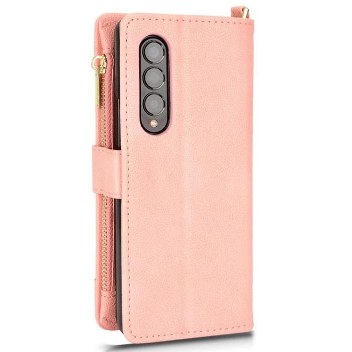 A-One Brand - Galaxy Z Fold 4 Plånboksfodral Zipper Magnetic - Rosa