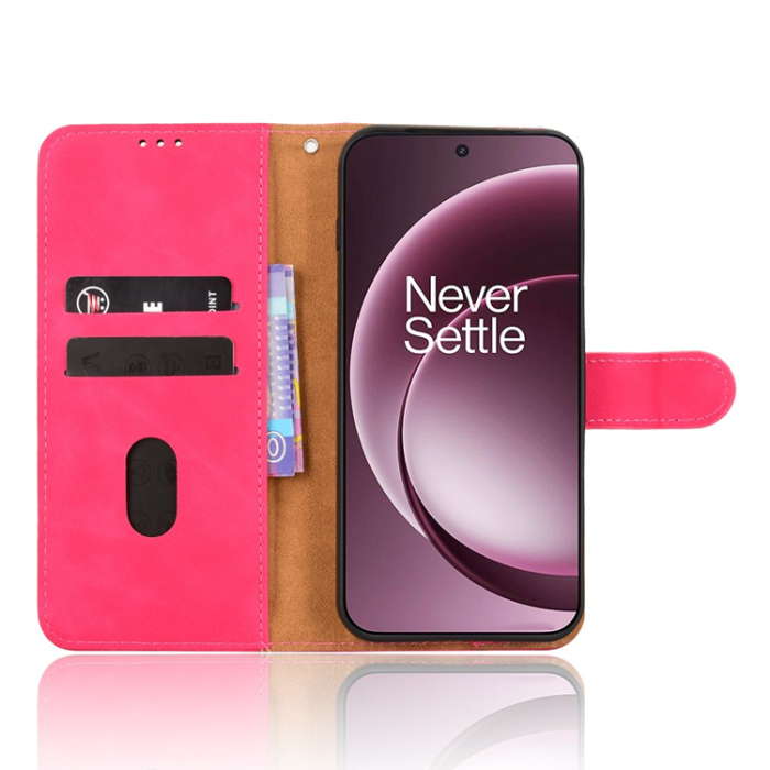 A-One Brand - OnePlus 15 5G Plånboksfodral Skin Feel Anti Drop Konstläder - Rosa