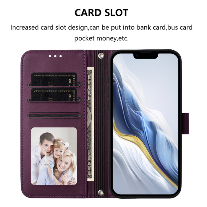 A-One Brand - iPhone 15 Pro Plånboksfodral Läder med Handledsrem - Lila