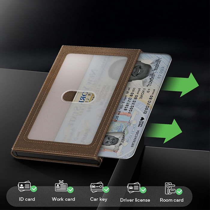 A-One Brand - Minimalistisk ID Window Korthållare i Äkta Läder