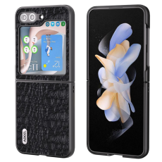 ABEEL - ABEEL Galaxy Z Flip 5 Mobilskal Äkta Läder Cowhide - Svart