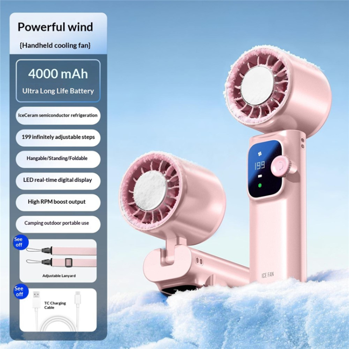 OEM - Handhållen Fläkt JF166 4000mAH Foldable - Rosa