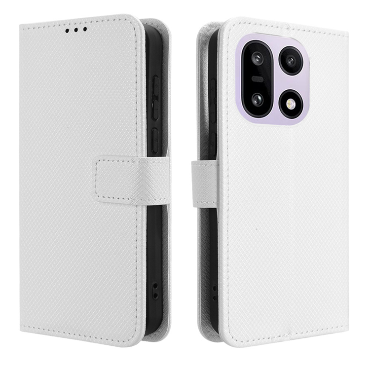 OnePlus 15 Plånboksfodral Strap Diamond Texture Konstläder (Vit) | 2353 | AlltMobil