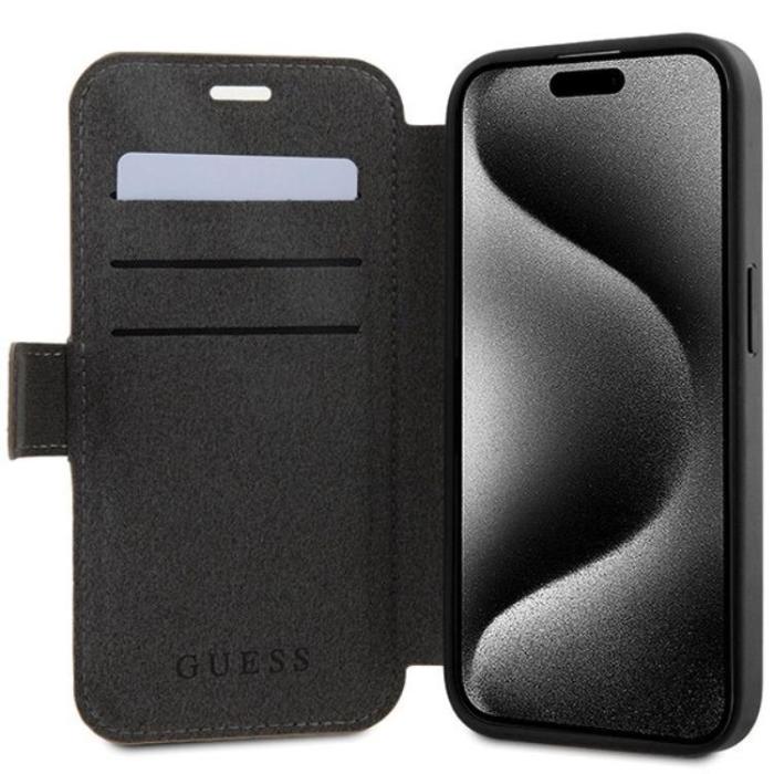 Guess - Guess iPhone 15 Pro Max Plånboksfodral Metall Logo - Brun