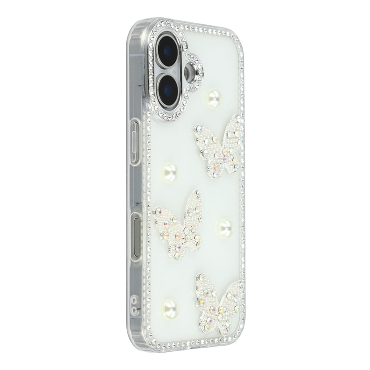 iPhone 17 Mobilskal Rhinestone Edge Pearl Butterfly | 2353 | AlltMobil