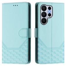 OEM - Samsung Galaxy S26 Ultra Skal Impr&auml;ntad Honungskaka &Auml;kta L&auml;der - Mintgr&ouml;n