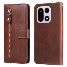 A-One Brand - OnePlus 15 5G Pl&aring;nboksfodral Zipper Pocket PU L&auml;der - Brun