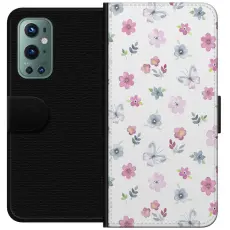 iSecrets - Pl&aring;nboksfodral till OnePlus 9 Pro med Blommor och fj&auml;rillar