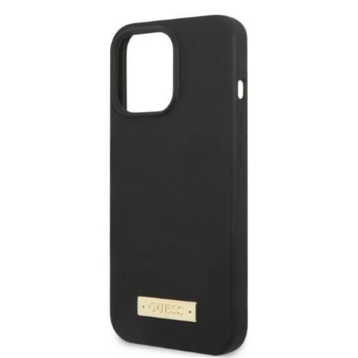 Guess - Guess iPhone 13 Pro Skal MagSafe Silicone Logo Plate - Svart