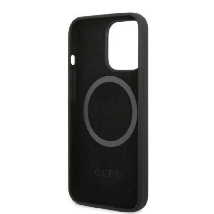 Guess - Guess iPhone 13 Pro Skal MagSafe Silicone Logo Plate - Svart