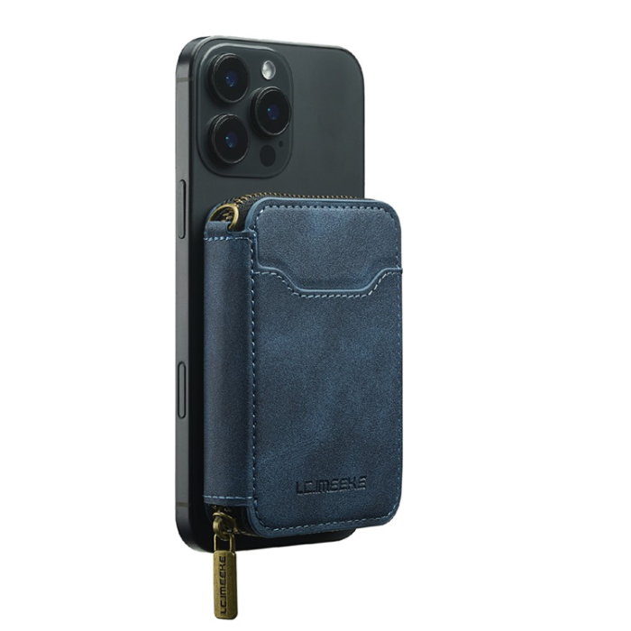 LC.imeeke - LC.IMEEKE Magsafe Korthållare L6 Zipper RFID Blocking - Blå
