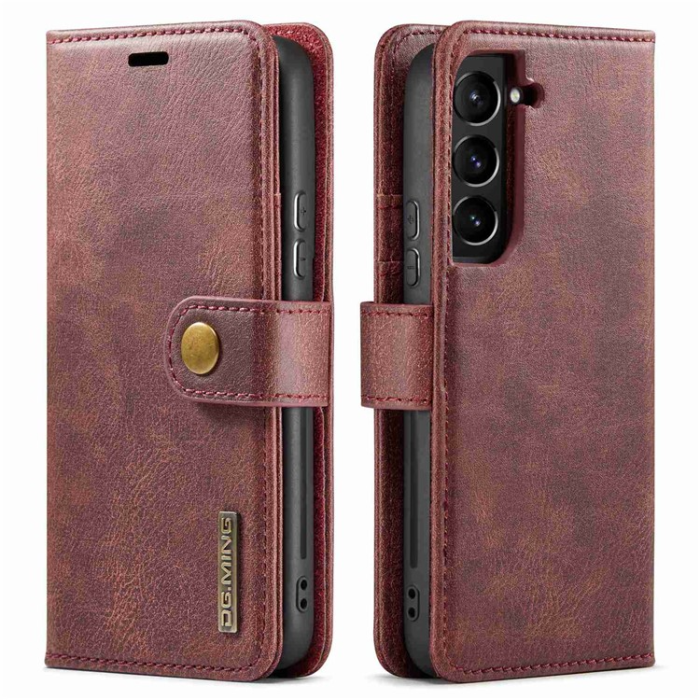DG.MING - DG.MING Galaxy S23 Plus Plånboksfodral 2in1 Äkta Läder - Röd