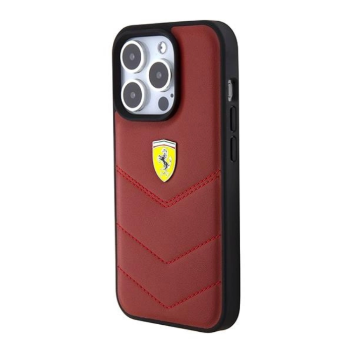 Ferrari - Ferrari iPhone 15 Pro Mobilskal Läder Stitched Lines