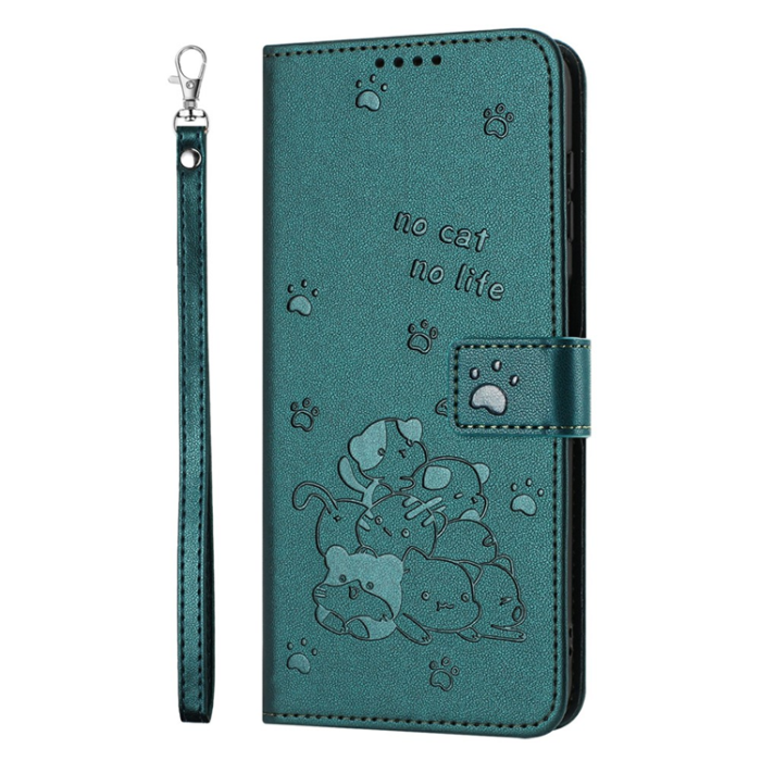 A-One Brand - Sony Xperia 1 VII Plånboksfodral Cats Imprint - Mörkgrön