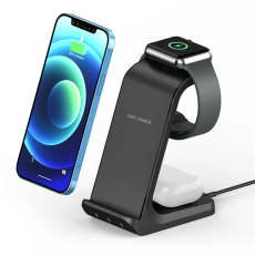 Tech-Protect - 3-in-1 Trådlös laddare iPhone, Apple Watch, AirPods AK03 - Svart
