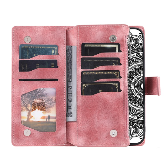 A-One Brand - Galaxy A34 5G Plånboksfodral Mandala Flower Imprinted - Rosa