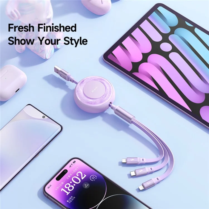MCDODO - MCDODO Retractable 3in1 USB/USB-C/MicroUSB/Lightning Kabel 1M
