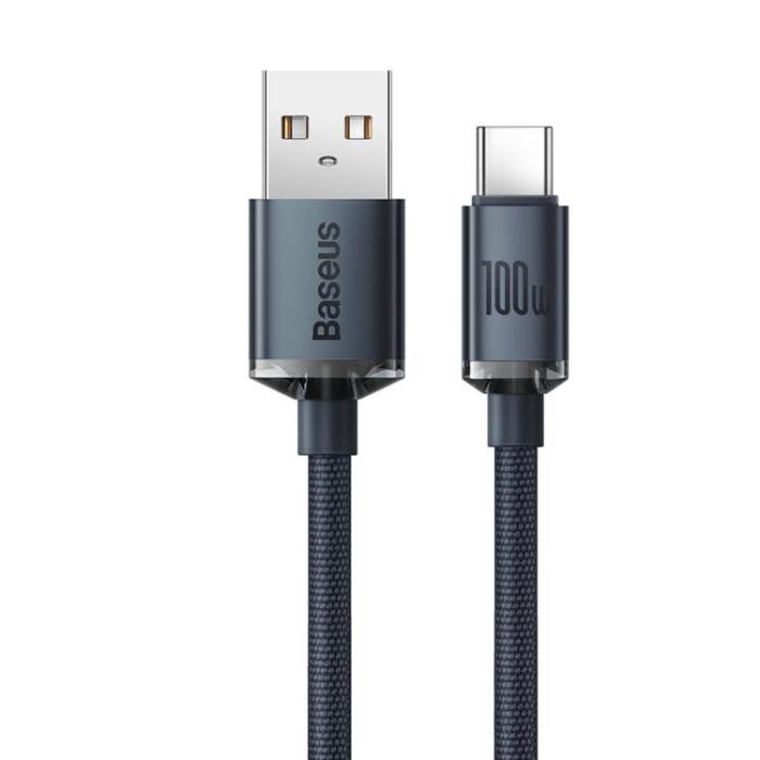 BASEUS - Baseus Crystal USB-C till USB-A kabel 100W 1.2m - Svart