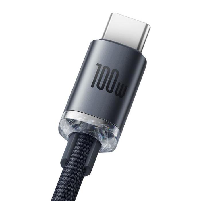 BASEUS - Baseus Crystal USB-C till USB-A kabel 100W 1.2m - Svart