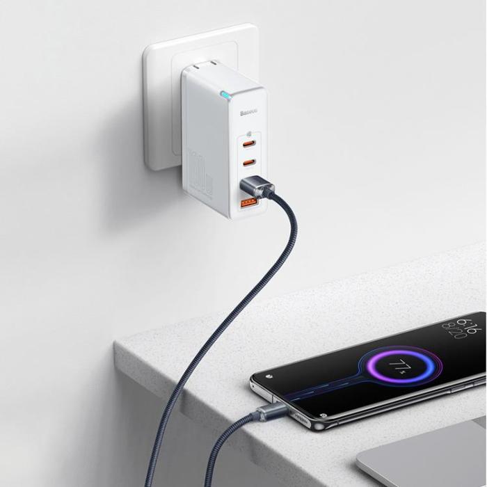 BASEUS - Baseus Crystal USB-C till USB-A kabel 100W 1.2m - Svart
