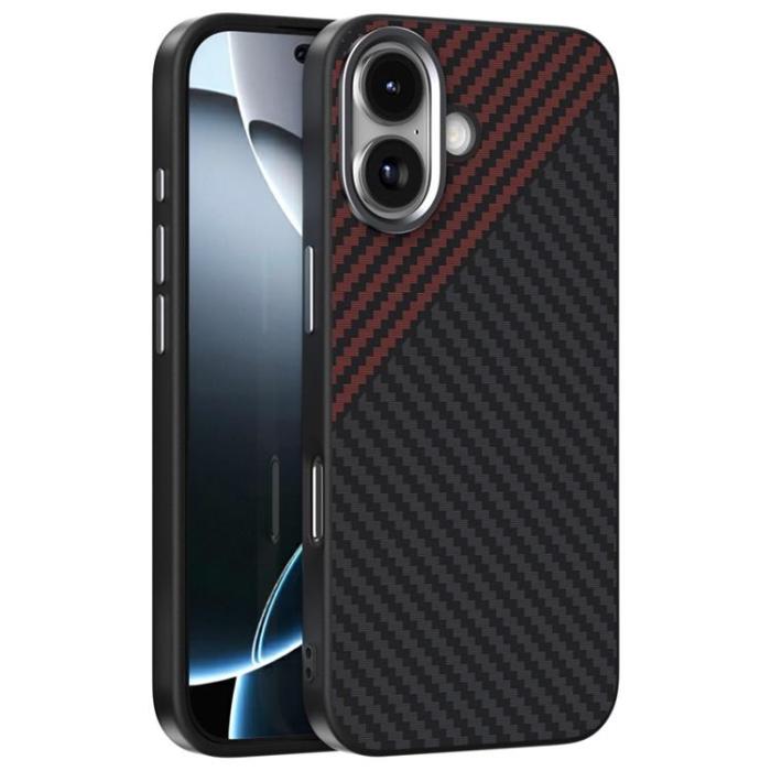 ABEEL - ABEEL iPhone 17 Mobilskal MagSafe Carbon Fiber - Svart / Röd