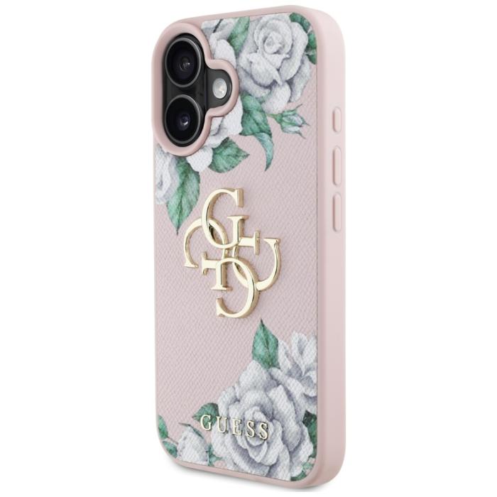 Guess - Guess iPhone 16 Mobilskal Grained Roses Big 4G logo - Rosa