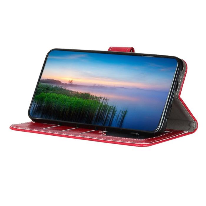 OEM - ABEEL Samsung Galaxy S26 Ultra Plånboksfodral Konstläder Crazy Horse - Röd