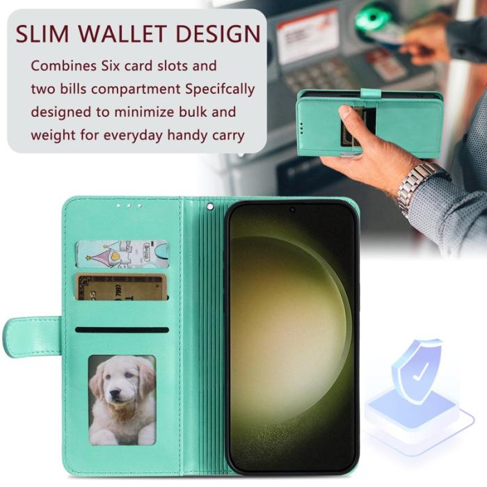 OEM - Samsung Galaxy S26 Plus Skal PU Läder 6 Kortfack - Mintgrön
