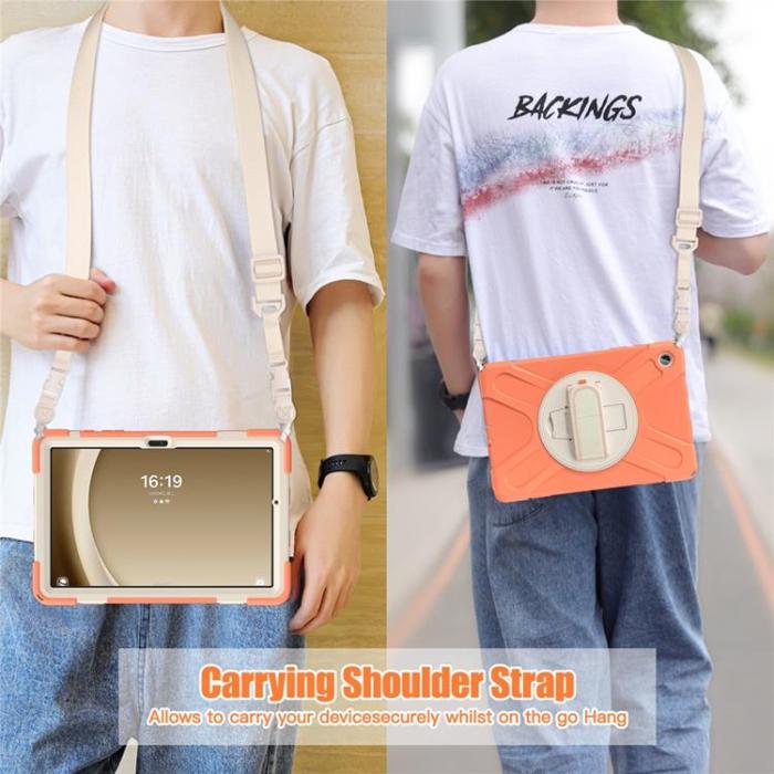 A-One Brand - Galaxy Tab A9 Plus Skal Kickstand Handrem Med Axelrem - Orange