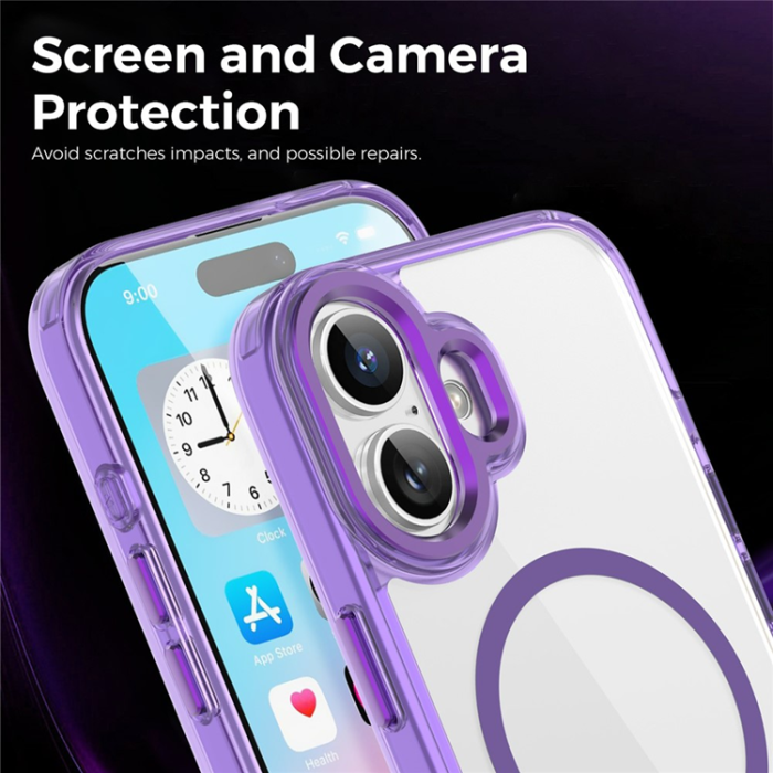 A-One Brand - iPhone 17 Mobilskal MagSafe TPU+PC Transparent - Lila