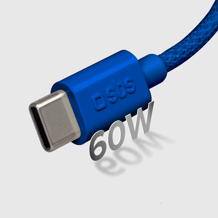 SBS - SBS USB-C - USB-C Kabel 1.5m 60W Braided - Blå